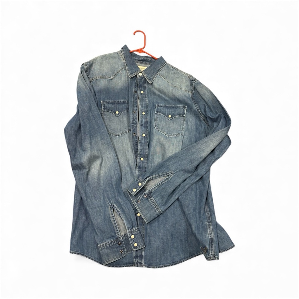 American Eagle Outfitters  Blue Denim Western Casual Button Down Shirt